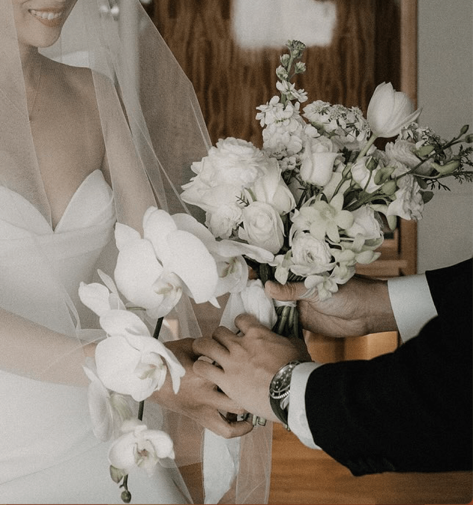 classic cascading wedding bouquet